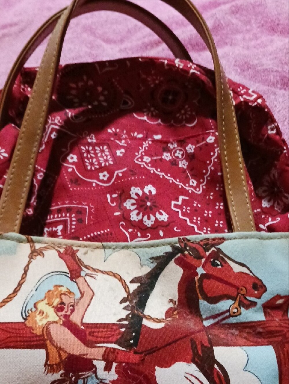Western Horse and Cowgirl Print Small Bag NWT - Picture 14 of 16